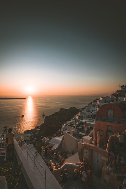 Santorini Blue Domes at Sunset