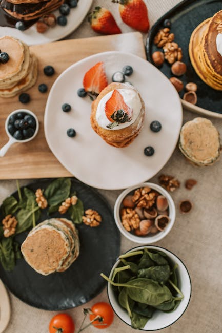 Overhead Brunch Spread Flat Lay